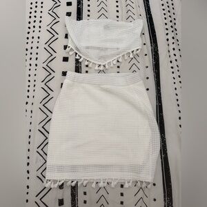 Never Worn! SHEIN White Crochet Two-Piece Beach Coverup Set